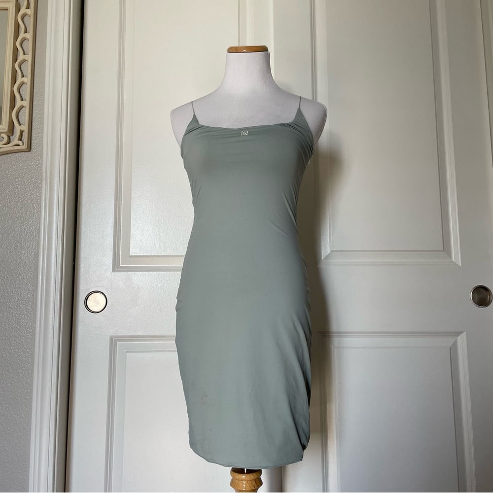 Meshki dusty mint blue spaghetti string thin strap bodycon dress size small